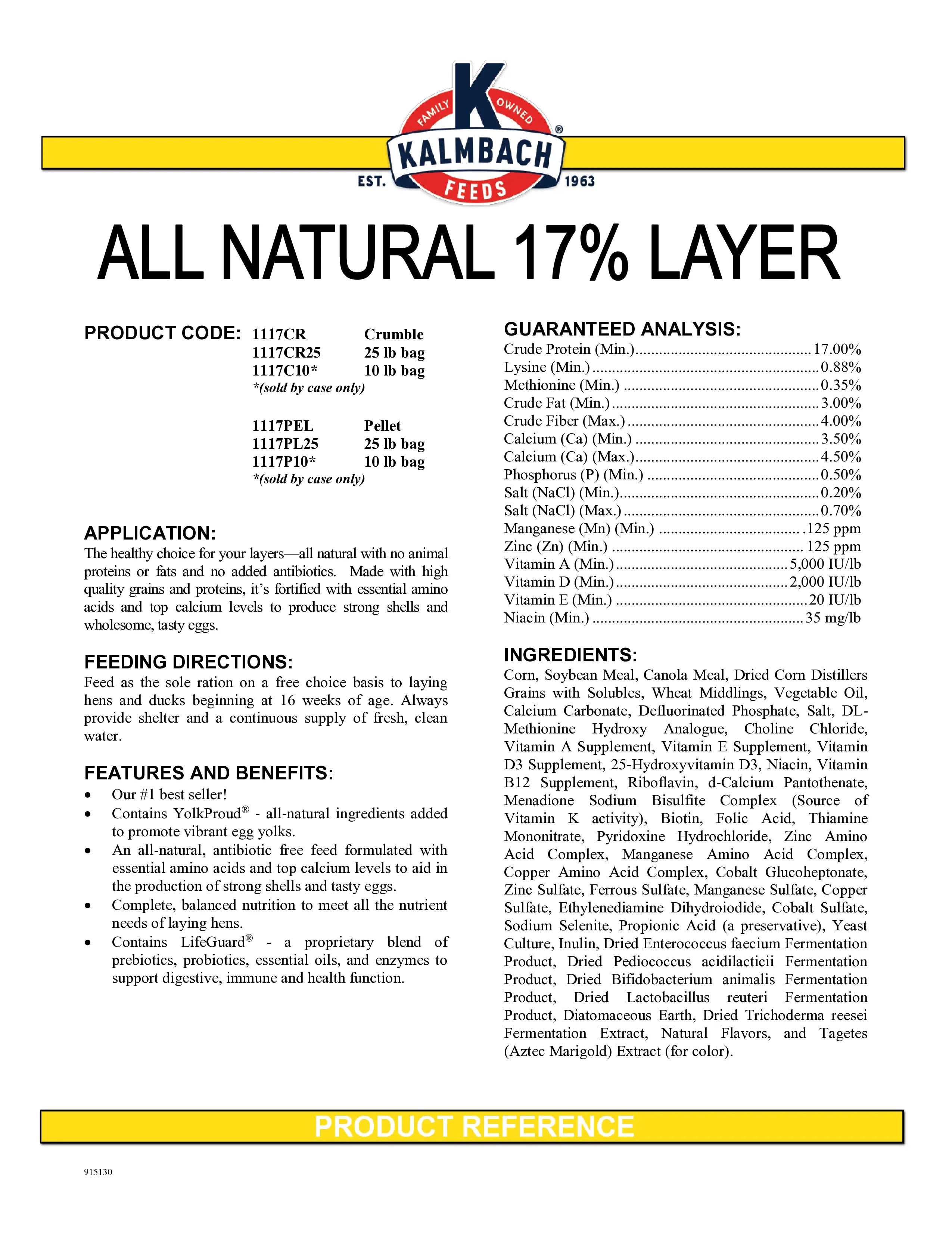 17% All Natural Layer Pellets
