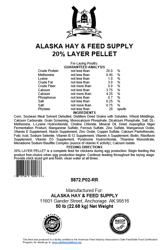 Layer pellets 20% 50LB