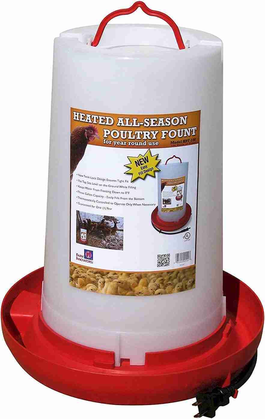 3 Gallon Heated Plastic Poultry Fount