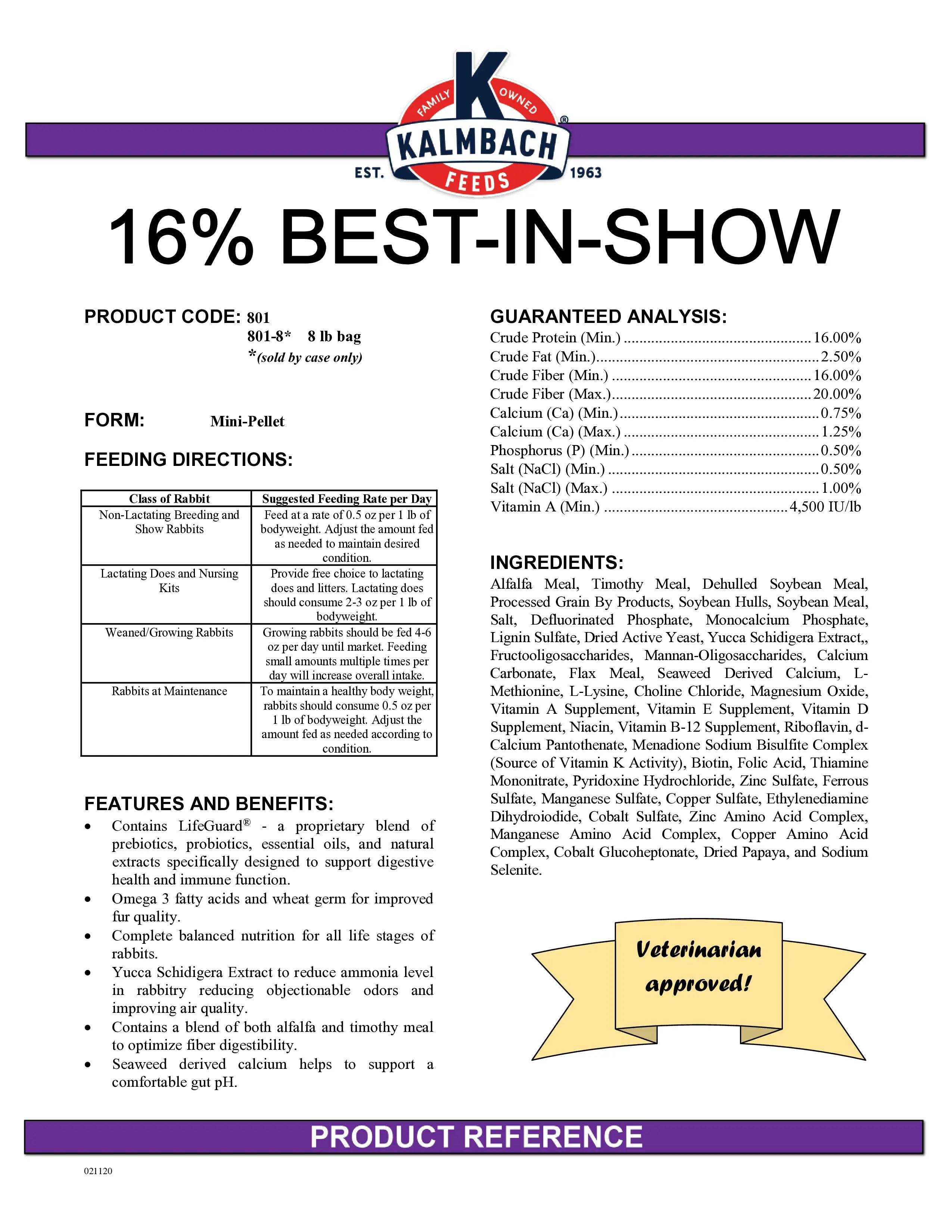 16% Best-in-Show Rabbit Feed 8LB