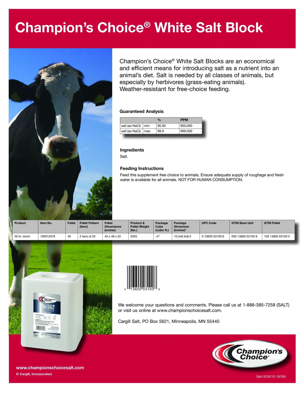 American Stockman Plain White Salt Block