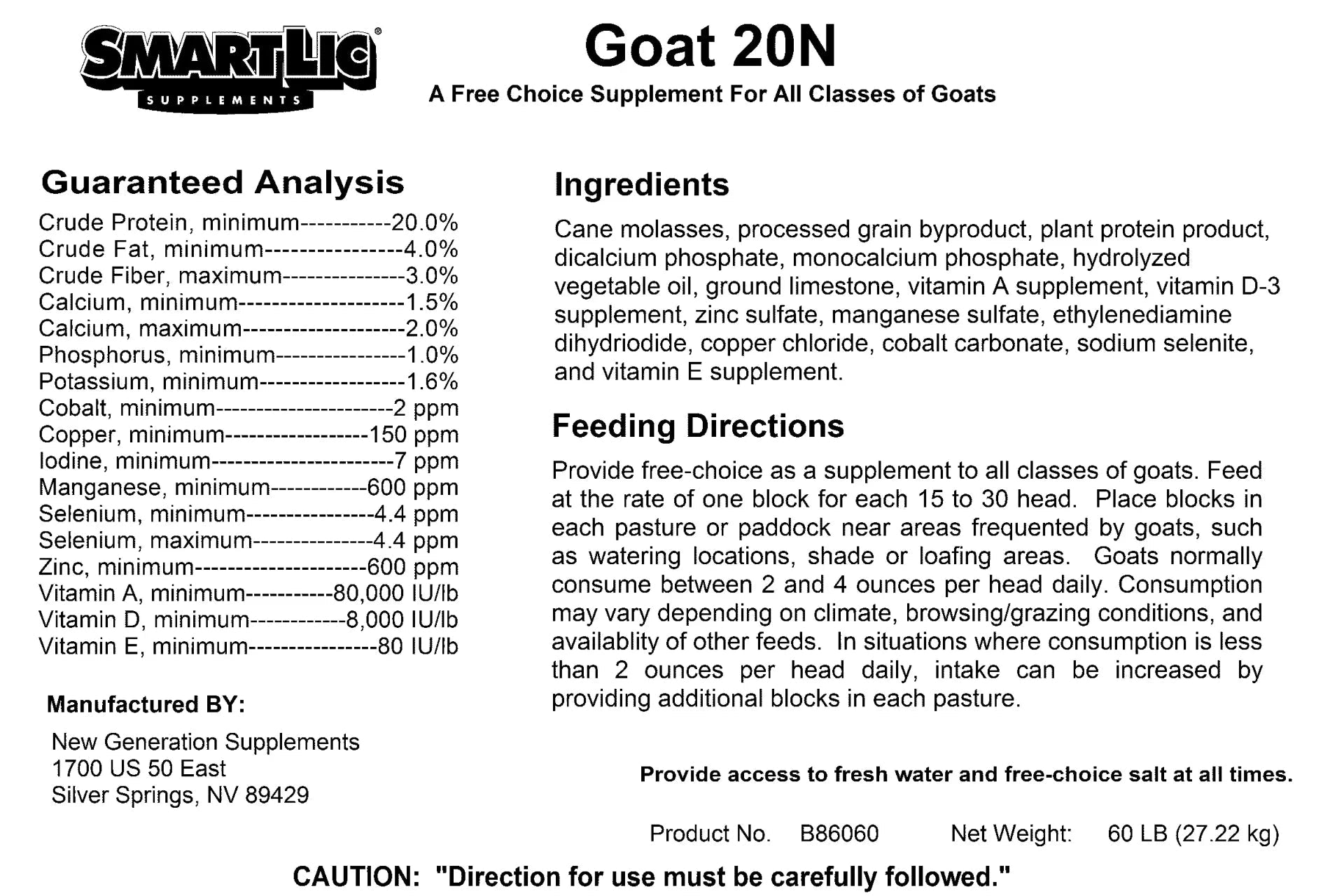 SMARTLIC GOATLIC 20N 60#