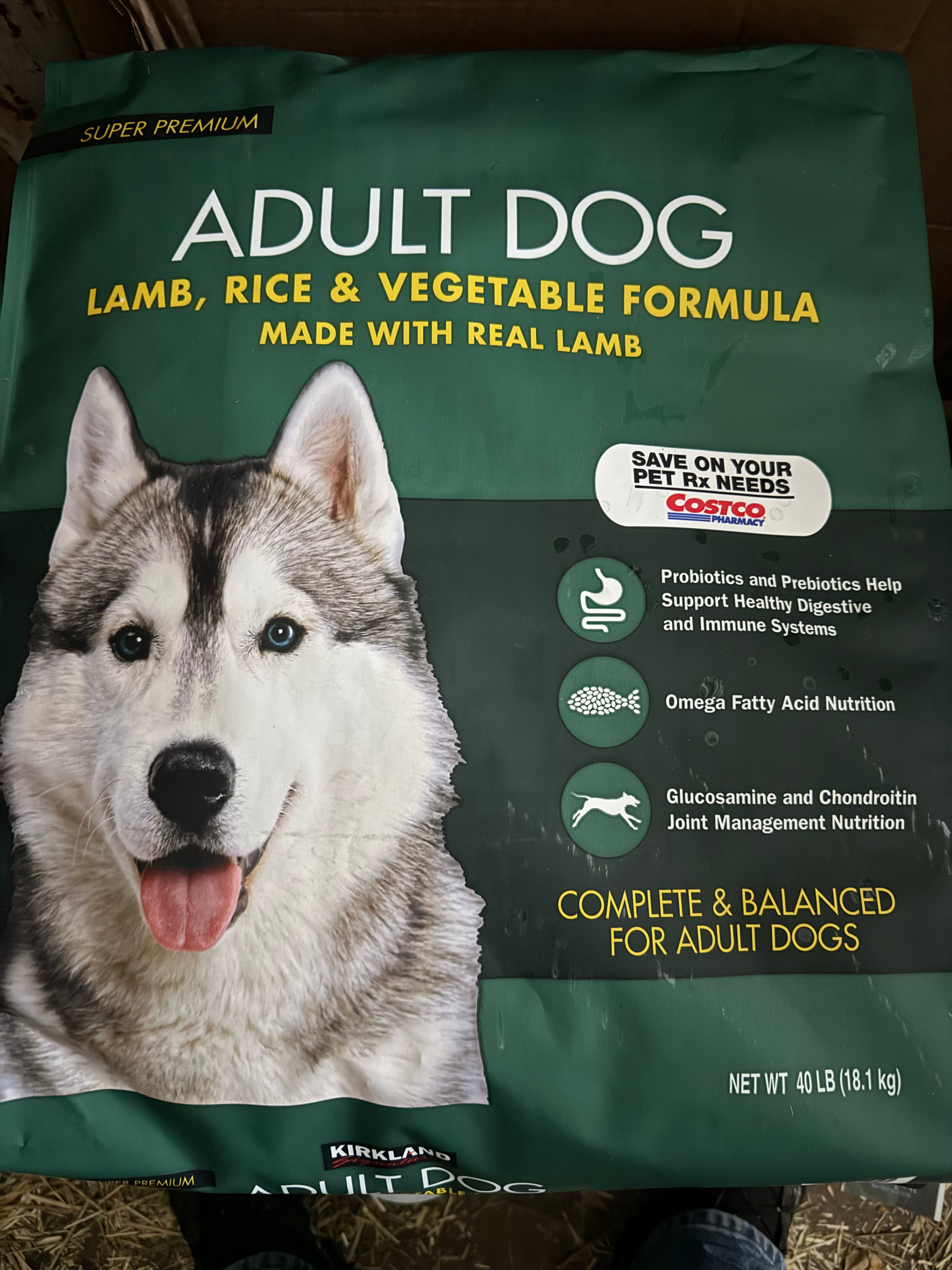 Kirkland Lamb & Rice dog food 40lbs
