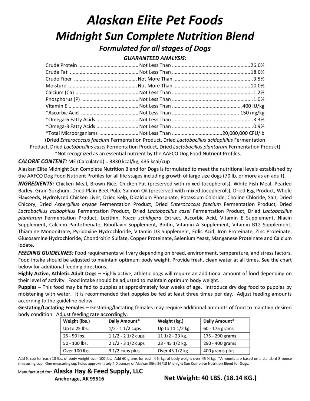Midnight Sun Complete Nutrition Blend (26/18)