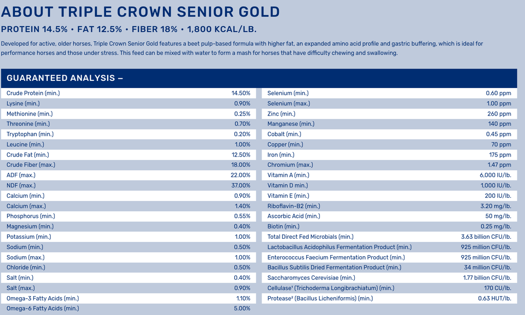 TRIPLE CROWN SENIOR GOLD 50lbs